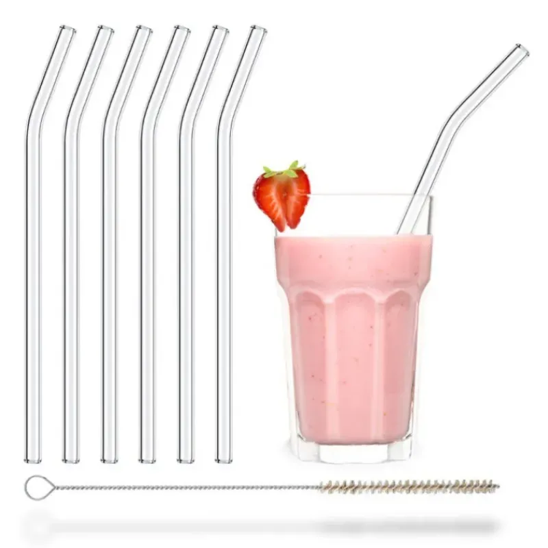 Accessoires Bar*CUISINEADDICT Paille Réutilisable en Verre 23cm courbée x6 HALM
