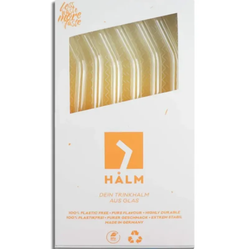 Accessoires Bar*CUISINEADDICT Paille Réutilisable en Verre 23cm courbée x6 HALM