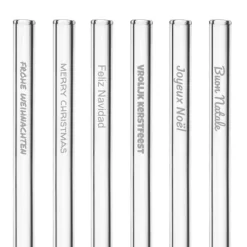 Accessoires Bar*CUISINEADDICT Paille Réutilisable en Verre Joyeux Noël 20cm droite x6 HALM