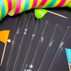Accessoires Bar*CUISINEADDICT Paille Réutilisable en Verre Fêtes 20cm droite x6 HALM