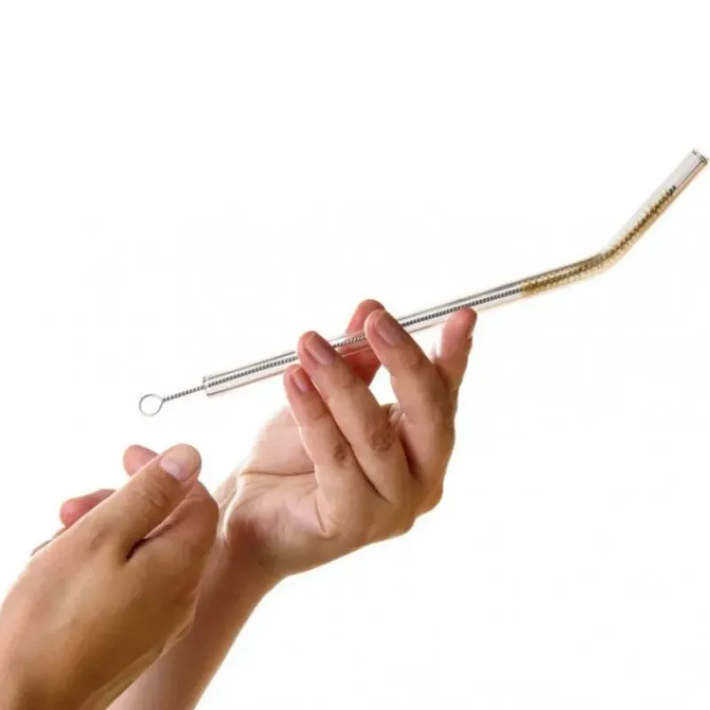 Accessoires Bar*CUISINEADDICT Paille Réutilisable en Verre 23cm courbée x4 HALM