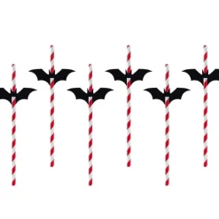 Accessoires Bar*PARTYDECO Pailles en Papier Halloween Chauve-Souris PartyDéco (x6)