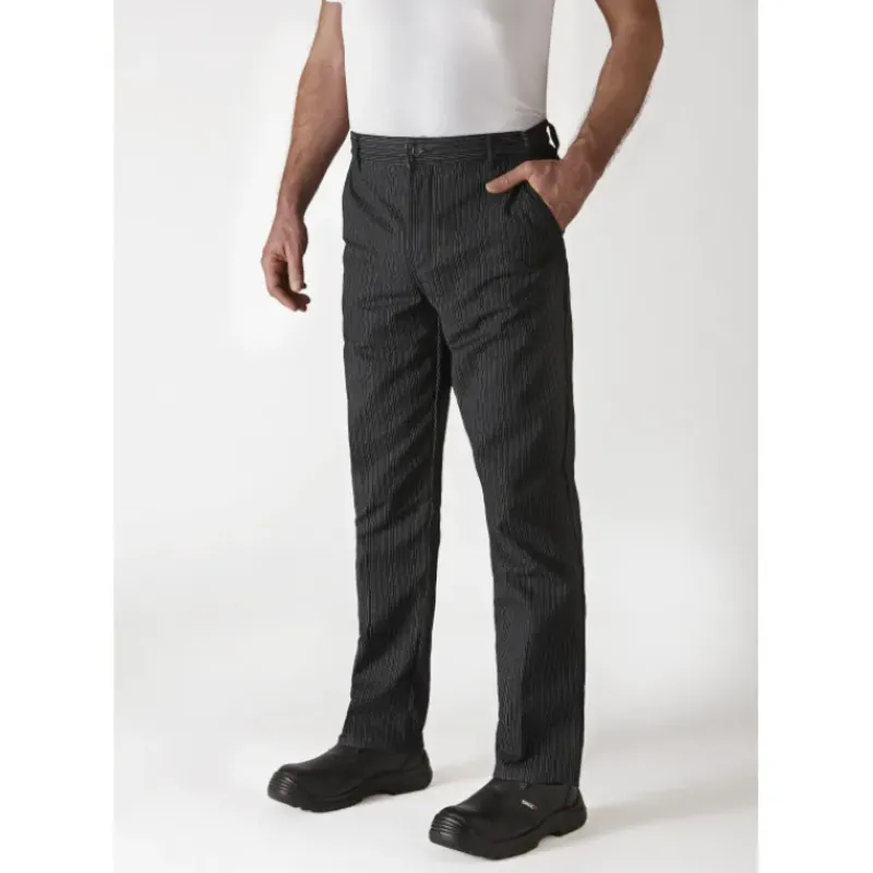 Pantalon De Cuisine*ROBUR Pantalon de Cuisine Mixte Rayé Noir/Blanc TIMEO T.46