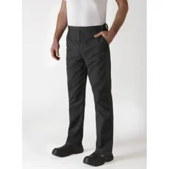 Pantalon De Cuisine*ROBUR Pantalon de Cuisine Mixte Rayé Noir/Blanc TIMEO T.48