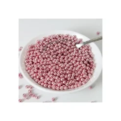 Décoration Comestible*FUNCAKES Perles de sucre Rose Métallique 80g