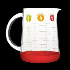 Verre Doseur*PEBBLY Pichet Doseur en Verre et Silicone 1 L Rouge