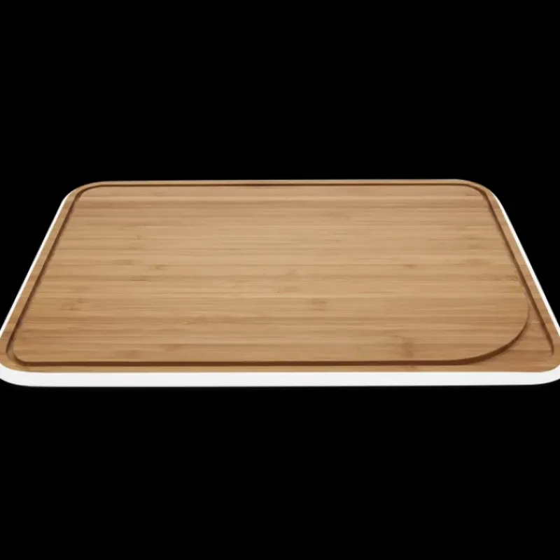 Planches À Découper*PEBBLY Planche à Découper Bambou avec Rigole 35 x 25 cm Blanc