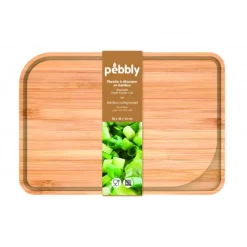 Planches À Découper*PEBBLY Planche à Découper Bambou avec Rigole 26 x 18 cm