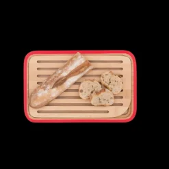 Planches À Découper*PEBBLY Planche à Pain Bambou 28 x 18 cm Rouge