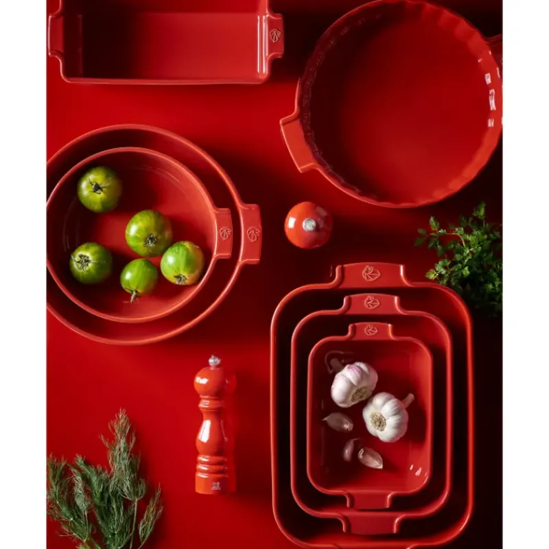 Plat De Cuisson*PEUGEOT Plat à Four Carré en Céramique Appolia 36 cm Rouge