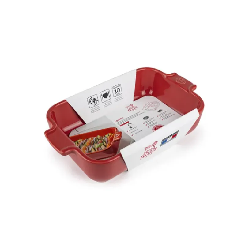 Plat De Cuisson*PEUGEOT Plat à Four Rectangulaire en Céramique Appolia 22 cm Rouge