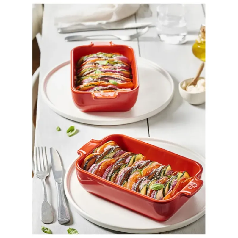 Plat De Cuisson*PEUGEOT Plat à Four Rectangulaire en Céramique Appolia 22 cm Rouge