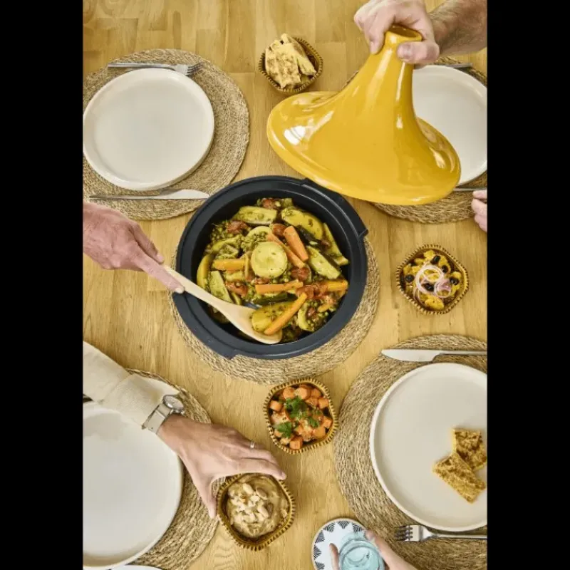 Tajines*PEUGEOT Plat à Tajine en Aluminium Revêtement Céramique 30 cm Jaune Safran