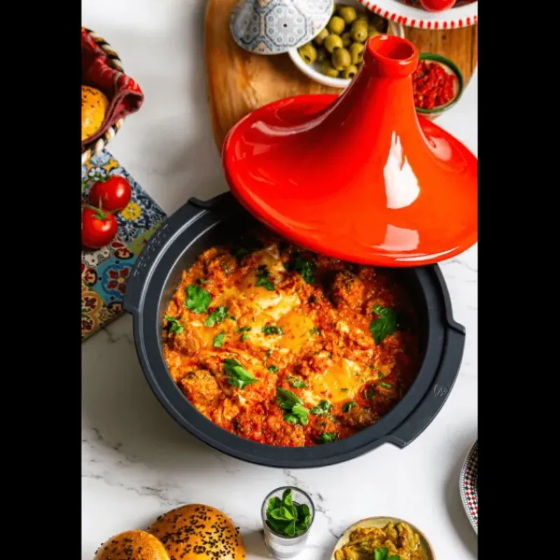 Tajines*PEUGEOT Plat à Tajine en Aluminium Revêtement Céramique 30 cm Rouge