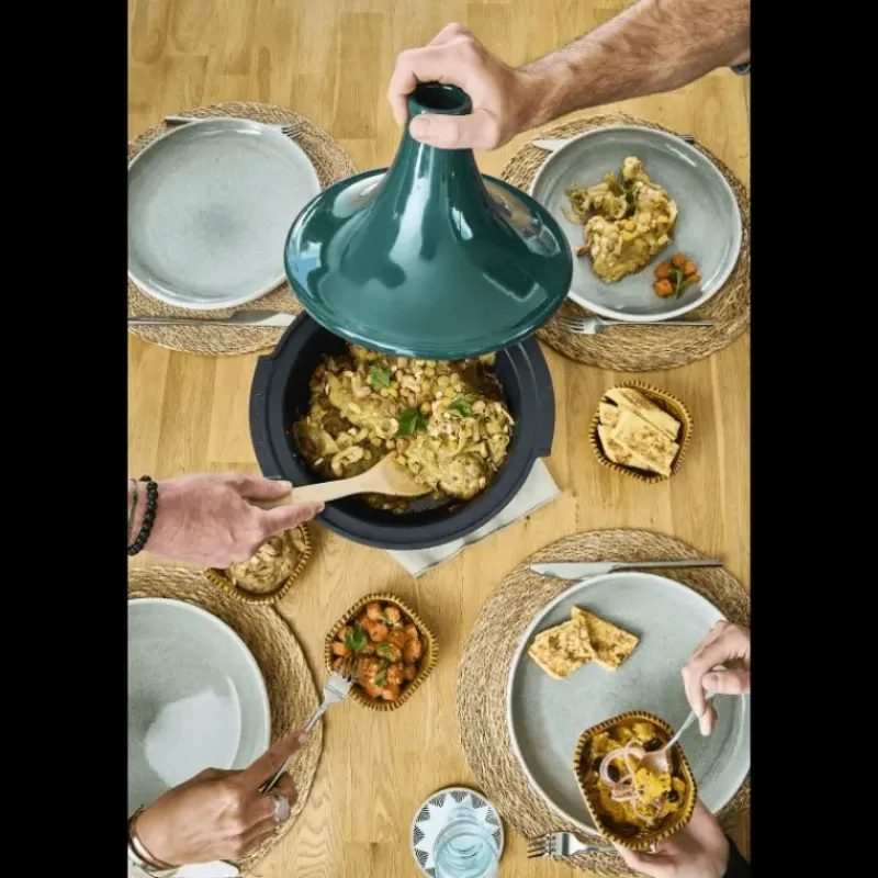Tajines*PEUGEOT Plat à Tajine en Aluminium Revêtement Céramique 30 cm Vert Forêt