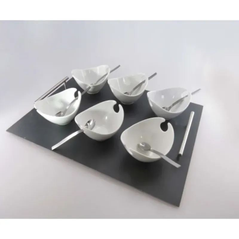 Servir, Présenter*LEBRUN Plateau 6 coupelles Jonque Blanches par