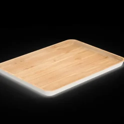 Servir, Présenter*PEBBLY Plateau de Service en Bambou Crème 40 x 30 cm