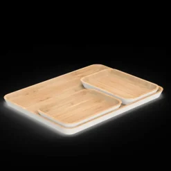 Servir, Présenter*PEBBLY Plateau de Service en Bambou Crème 40 x 30 cm