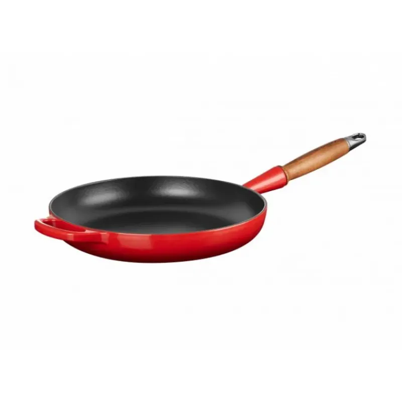 Poêles*LE CREUSET Poêle en Fonte 28 cm Cerise avec Manche en Bois Signature