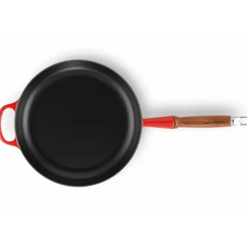 Poêles*LE CREUSET Poêle en Fonte 28 cm Cerise avec Manche en Bois Signature