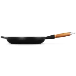 Poêles*LE CREUSET Poêle en Fonte 28 cm Noir Mat avec Manche en Bois Signature
