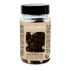 Décoration Comestible*SCRAPCOOKING Pot de Décors en Perles Or et Chocolat Noir 50 g
