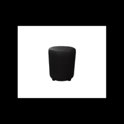 Mobilier Restaurant*2IMAHL Pouf Rond en Simili Cuir Noir Lisbonne