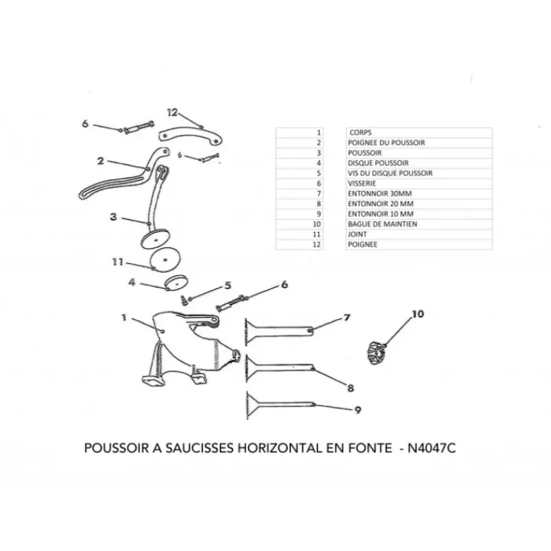 Poussoir À Saucisse*TELLIER Poussoir manuel à saucisses en fonte