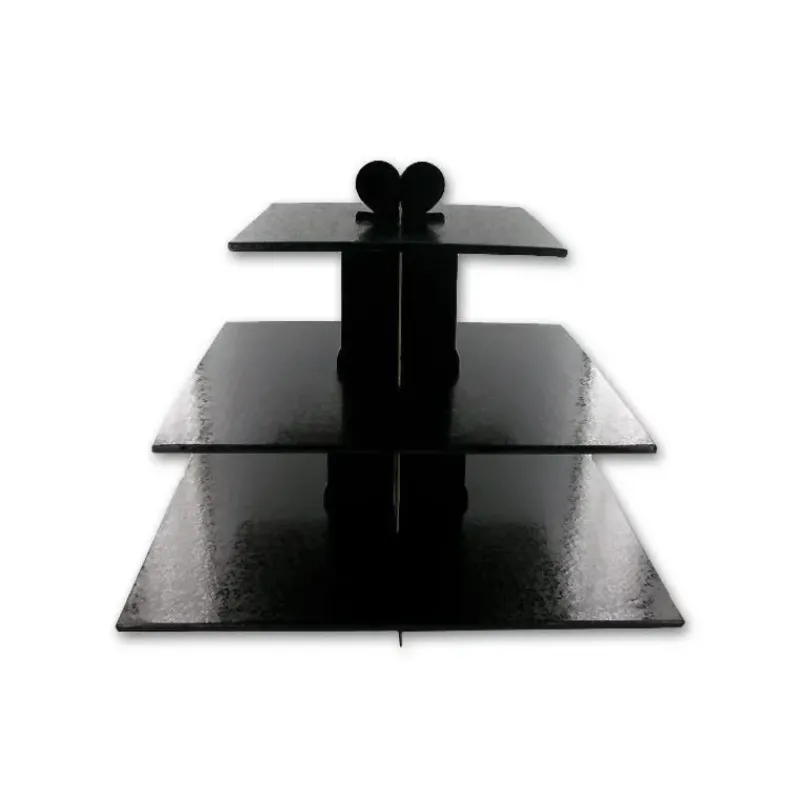 Présentoirs Pour Gâteaux*GATODECO Présentoir Noir Cupcakes 3 Etages Carrés Gatodéco