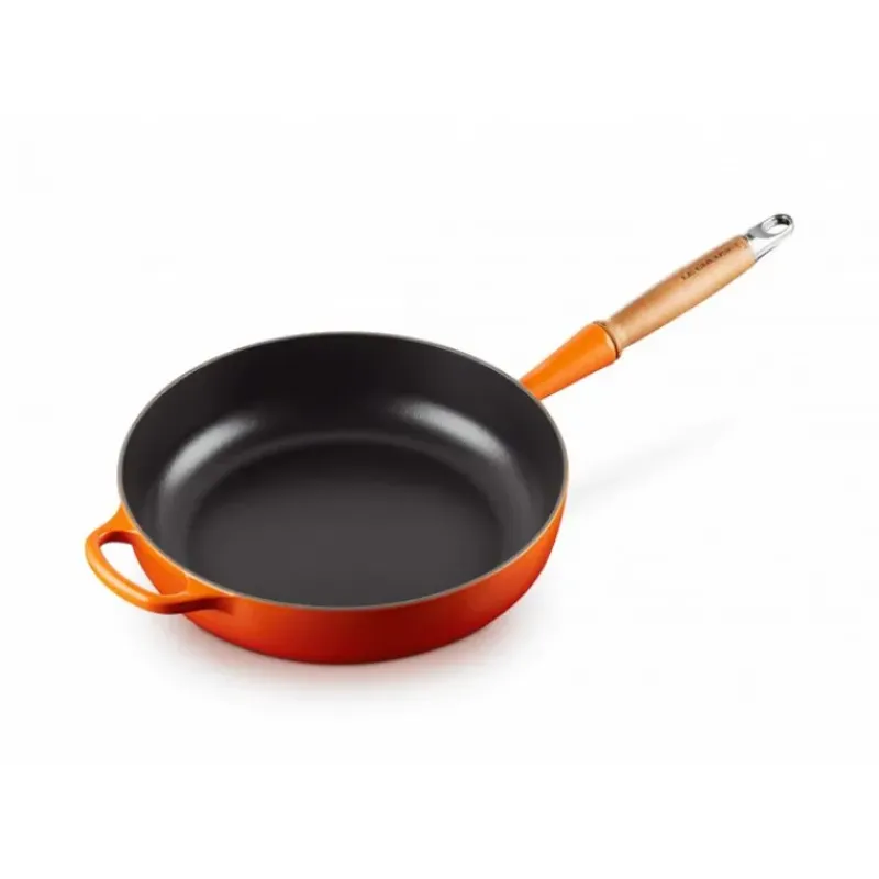 Sauteuses*LE CREUSET Sauteuse en Fonte 28 cm Volcanique avec Manche en Bois Signature