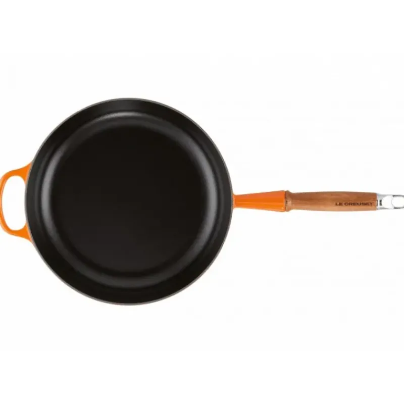 Sauteuses*LE CREUSET Sauteuse en Fonte 28 cm Volcanique avec Manche en Bois Signature