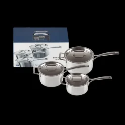 Batterie De Cuisine|Casseroles*LE CREUSET Set 3 Pièces Casseroles Inox avec Couvercle