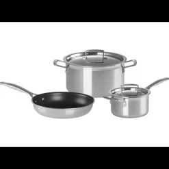 Batterie De Cuisine|Marmites*LE CREUSET Set 3 Pièces Faitout, Poêle et Casserole avec Couvercle Inox