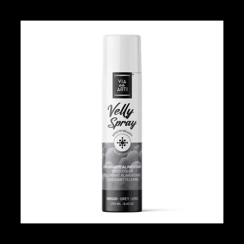 Spray Alimentaire|Colorants Alimentaires*VELLY SPRAY Spray Velours Gris 250 ml Colorant Alimentaire Pro