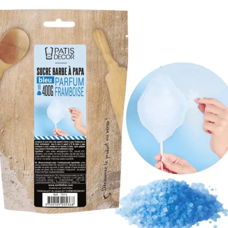 Préparation Pâtisserie|Décoration Comestible*PATISDECOR Sucre Barbe à Papa Framboise 400 g Patisdécor