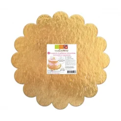 Présentoirs Pour Gâteaux*SCRAPCOOKING Support Gâteau Or et Noir Rond Cannelé Ø24cm x5