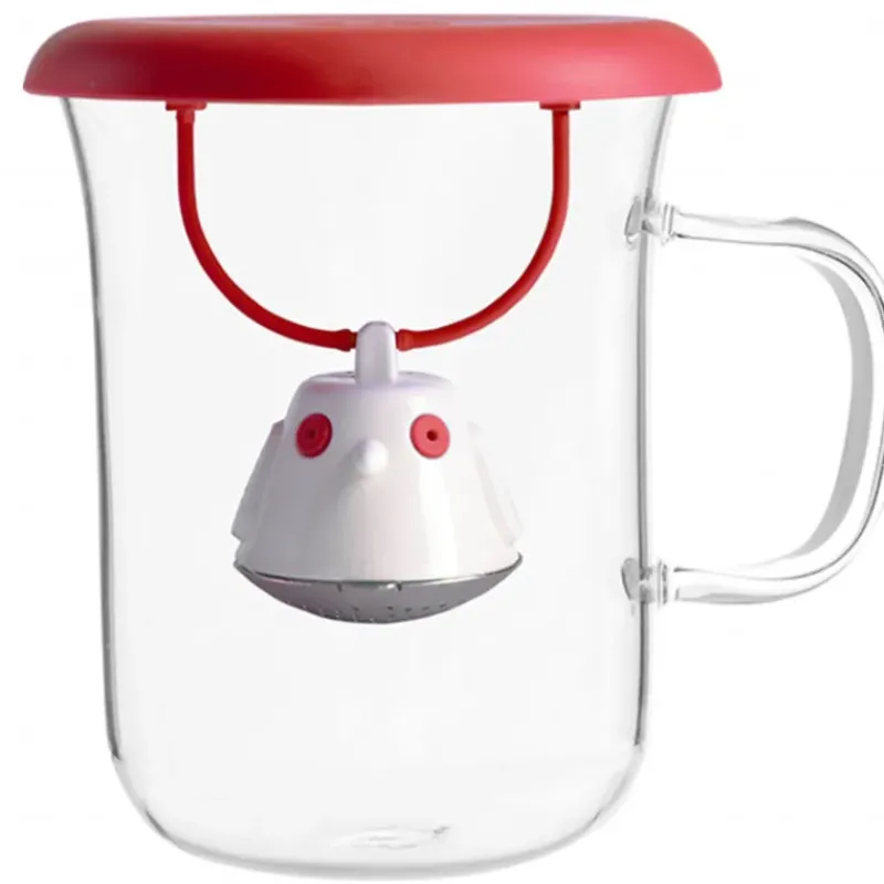 Vaisselle*CUISINEADDICT Tasse à Thé avec Infuseur et Couvercle Rouge 400 ml QDO
