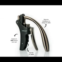 Accessoires Vin*ARCOS Tire-Bouchon à Levier Noir