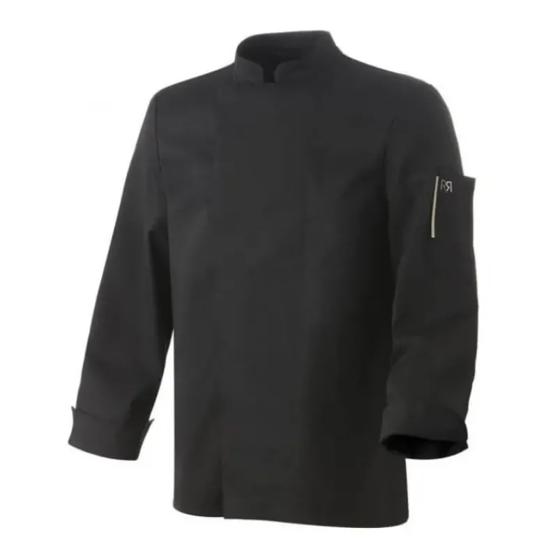 Veste De Cuisine*ROBUR Veste de Cuisine Mixte Noire Parement NERO T.5 manches longues