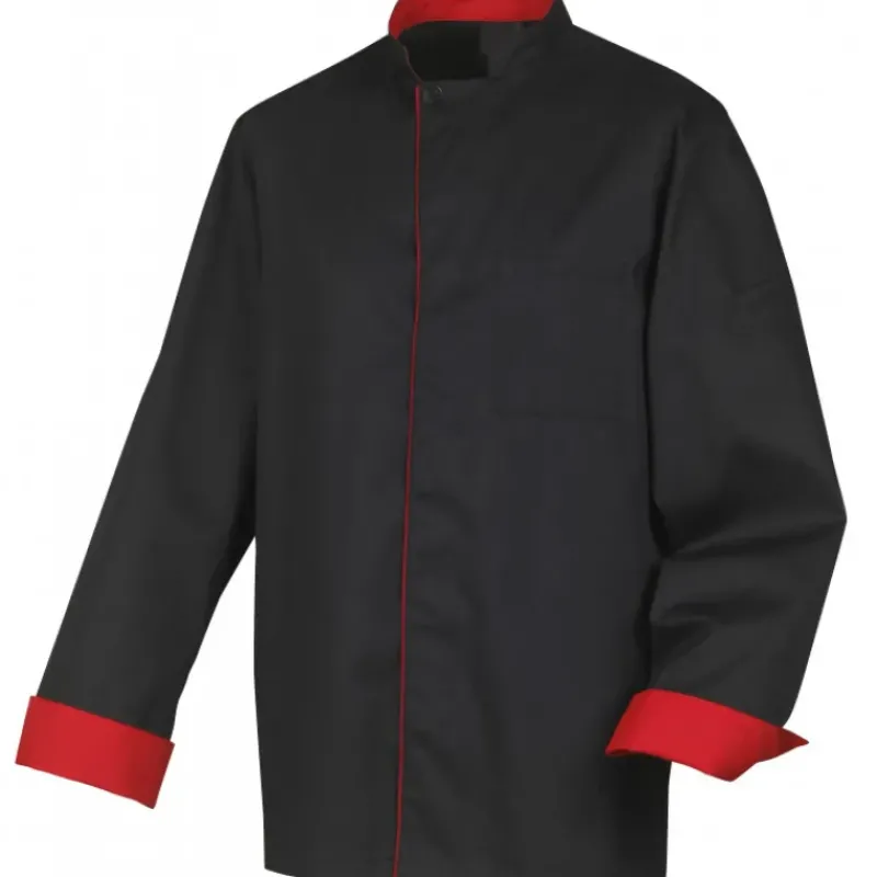 Veste De Cuisine*ROBUR Veste de Cuisine Mixte Noire/Rouge BOKO T.3